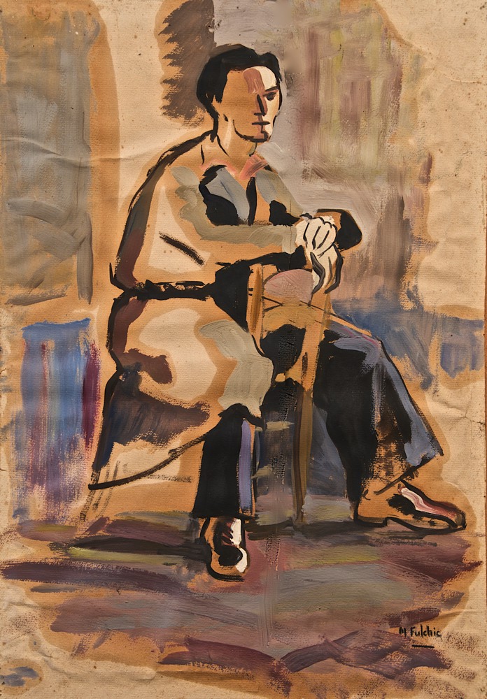 Marie Valade (sign&eacute; M. Fulchic en bas &agrave; droite), sans titre, ca.1950 - gouache sur papier 47x33 cm