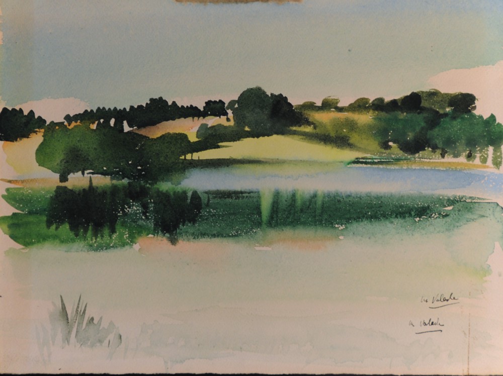 Marie Valade (double signature en bas &agrave; droite, pour encadrement r&eacute;duit), sans titre, ca.1960 - aquarelle sur papier 24x30 cm