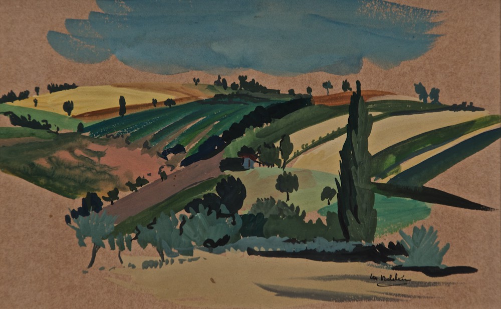 Marie Valade, (sign&eacute; M. Fulchic en bas &agrave; droite), sans titre, ca.1960 - aquarelle et gouache sur papier 13x21 cm