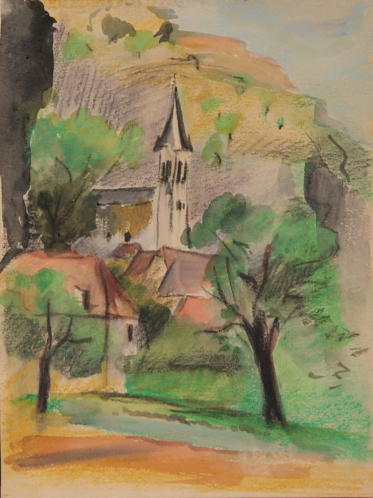 Marie Valade (non sign&eacute;), sans titre, ca.1965 - aquarelle et pastel sur papier 27x20 cm