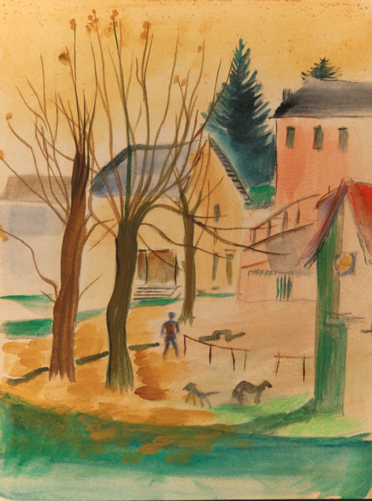 Marie Valade (non sign&eacute;), sans titre, ca.1940 - pastel aquarell&eacute; sur papier 27x20 cm