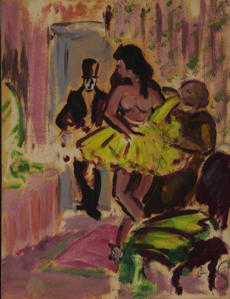 Marie Valade (non sign&eacute;), sans titre, ca.1945 - huile sur papier 32x25 cm