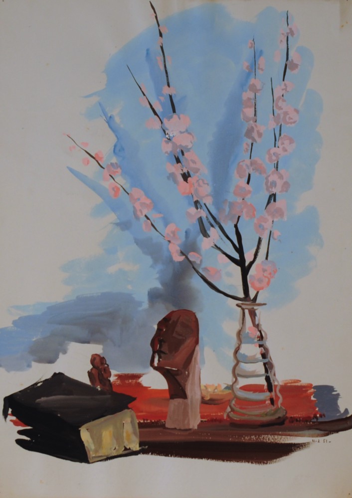 Marie Valade (non sign&eacute;), sans titre, 11 f&eacute;v. 1951 - gouache sur papier 48x29 cm