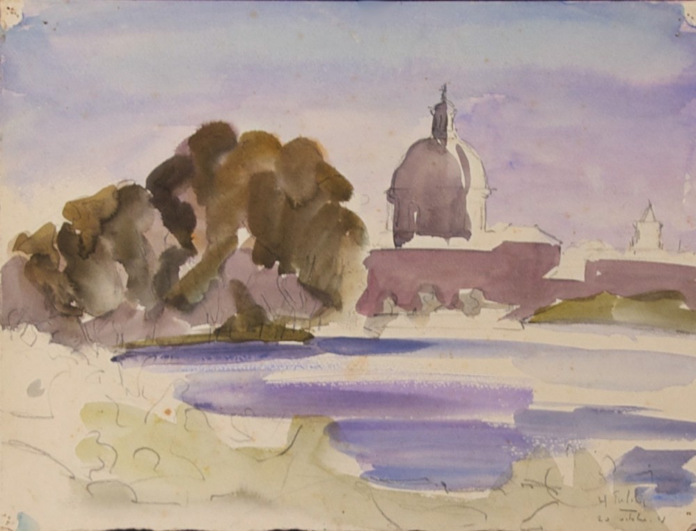 Marie Valade (sign&eacute; M. Fulchic en bas &agrave; droite), sans titre, 20 oct. 1943 - aquarelle et mine de plomb sur papier 24x31 cm