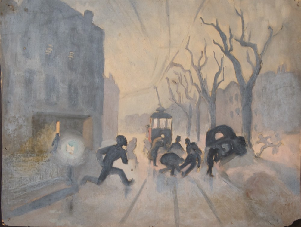 Marie Valade (non sign&eacute;), sans titre, ca.1945 - pastel &agrave; l&rsquo;huile sur papier cartonn&eacute; 29x37 cm