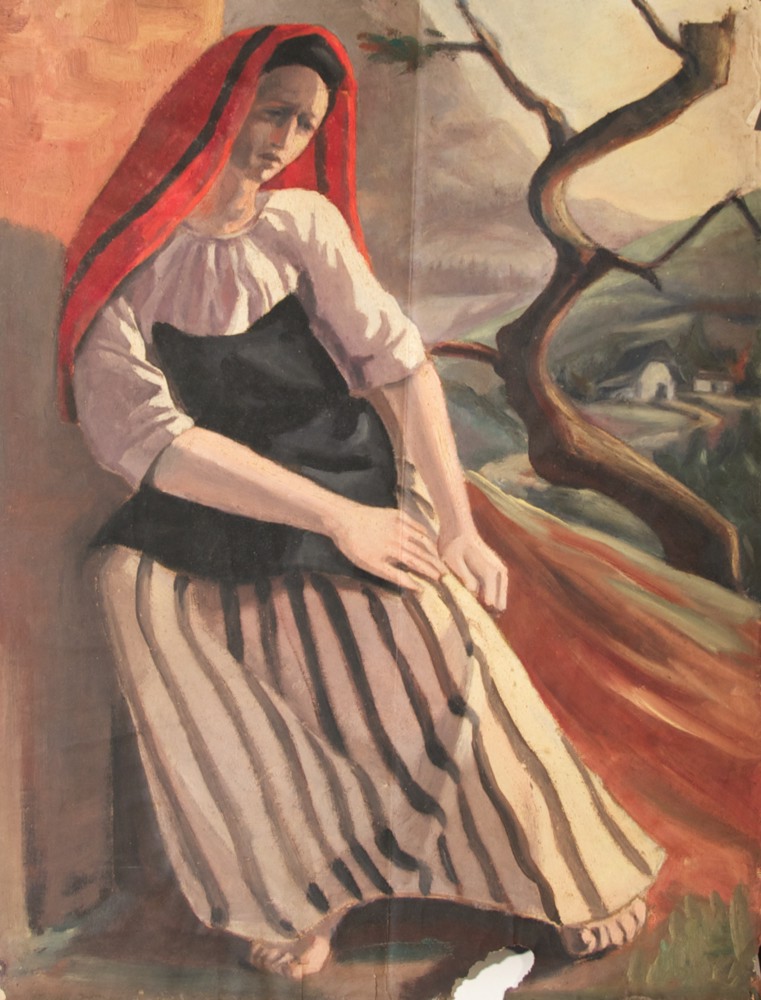 Marie Valade (non sign&eacute;), sans titre, ca.1940 - huile sur papier 63x49 cm