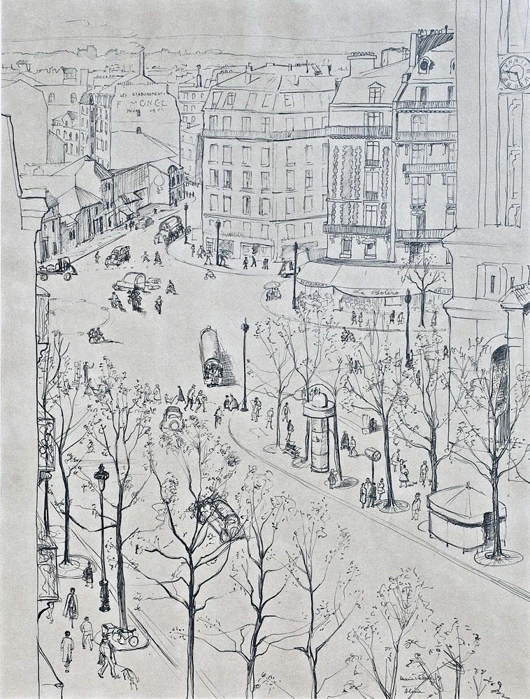 Marie Valade (sign&eacute; en bas &agrave; droite), sans titre (Paris, Alesia), ca.1950 - mine de plomb sur papier 61x46 cm
