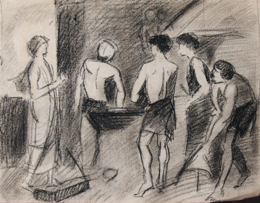 Marie Valade (non sign&eacute;), sans titre, ca.1943 fusain sur papier 31x40 cm