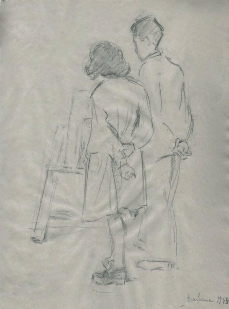 Marie Valade (non sign&eacute;), sans titre, (Toulouse), 1943 - mine de plomb sur calque 27x22 cm