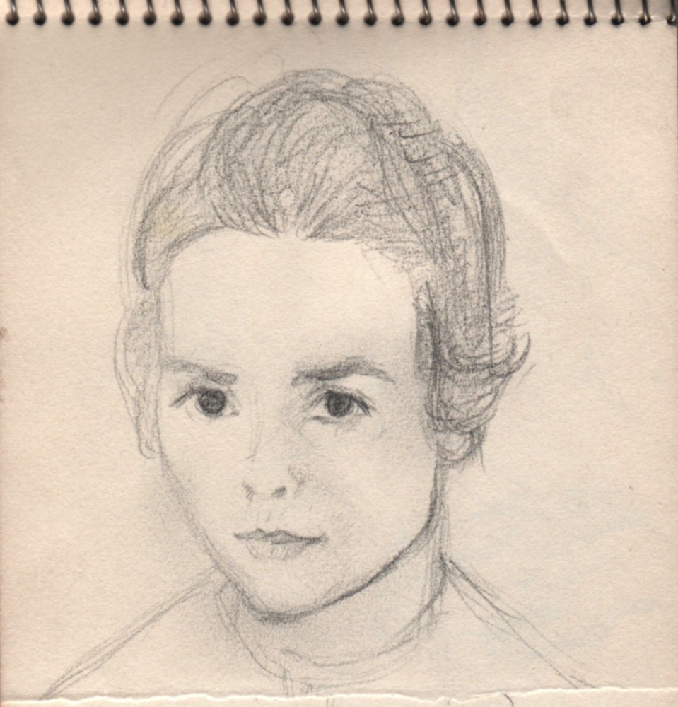 Marie Valade (non sign&eacute;), sans titre (autoportrait), ca.1960 - mine de plomb sur papier