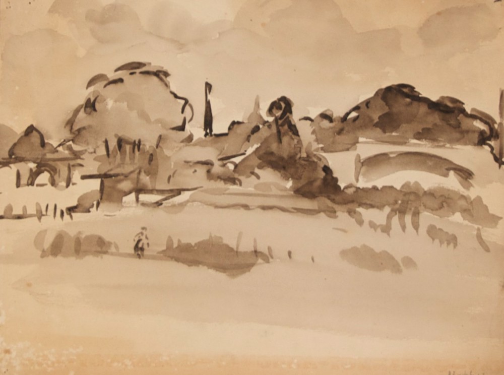 Marie Valade (non sign&eacute;), sans titre, 22 oct. 1943 - lavis sur papier 25x33 cm