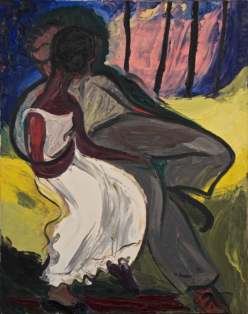 Marie Valade (sign&eacute; m. Fulchic en bas &agrave; droite), sans titre, ca.1950. Gouache sur toile 70x56 cm