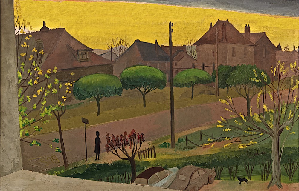 Marie Valade (non sign&eacute;), &ldquo;Brive Boulevard Painlev&eacute;&rdquo;, 1962 - gouache sur toile 27x41 cm