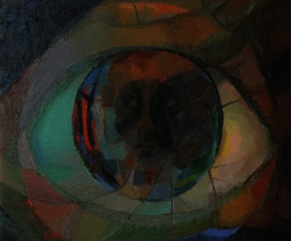 Marie Valade (sign&eacute; en bas &agrave; droite), sans titre, ca.1975 - huile sur toile 51x60 cm